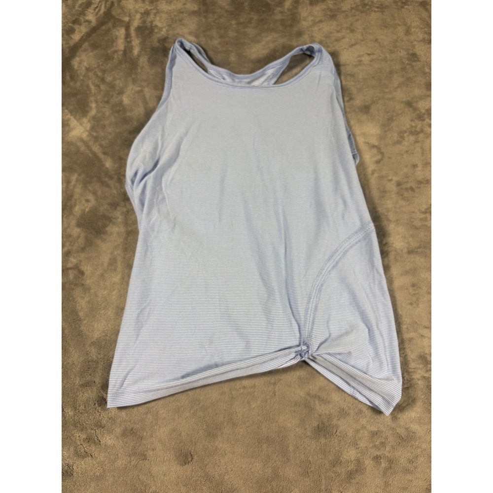 All in Motion Girls Sleeveless Activewear Tank Top L 10/12 Blue Striped Side Tie